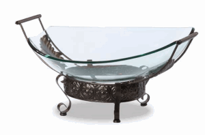 Glass Bowl on Iron Stand