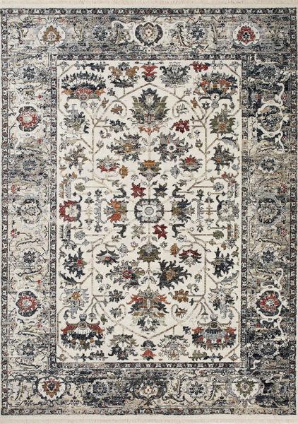 Picture of Serene Cream Blue Red Elegant 5x8 Rug