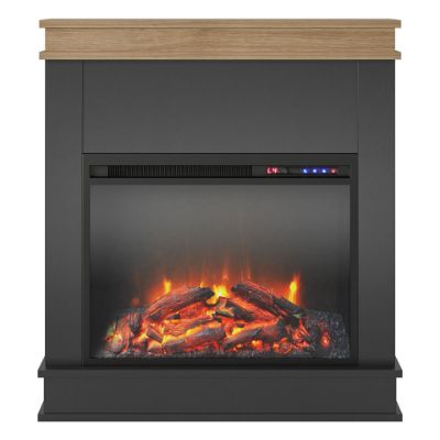 Picture of Mateo - 29" Fireplace, Black with Natural Mantel *