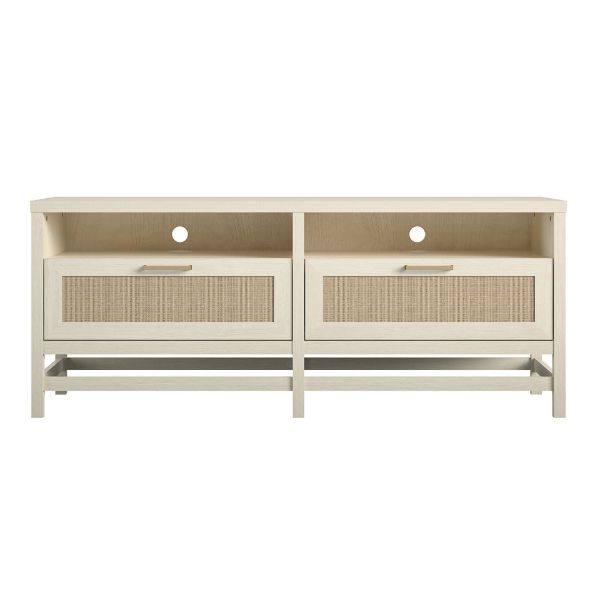 Picture of Lennon - 58" TV Stand, Ivory Oak and Faux Rattan *