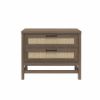 Picture of Lennon 2-Drawer Nightstand, Brown and Faux Rattan