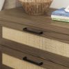 Picture of Lennon 2-Drawer Nightstand, Brown and Faux Rattan