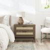 Picture of Lennon 2-Drawer Nightstand, Brown and Faux Rattan