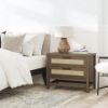 Picture of Lennon 2-Drawer Nightstand, Brown and Faux Rattan