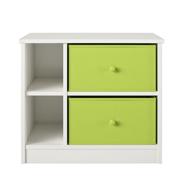 Picture of Mya Park Nightstand with 2 Fabric Bins, White *D