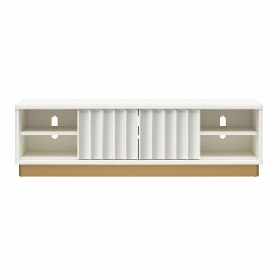 Picture of Rene 59" Scalloped TV Stand, White and Bronze *D