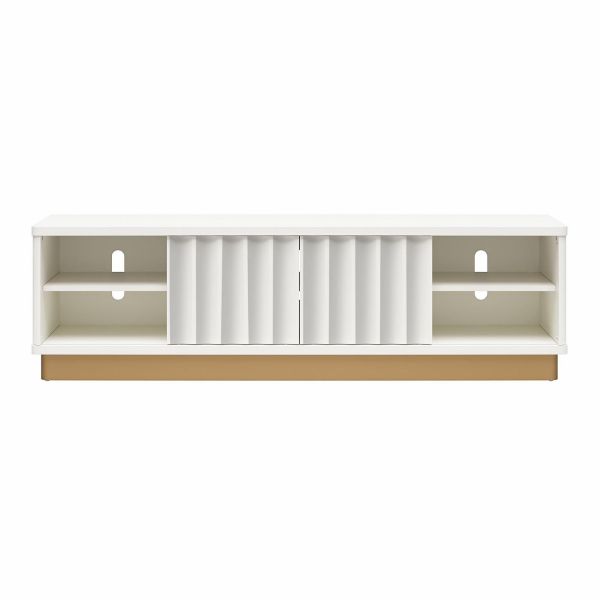 Picture of Rene 59" Scalloped TV Stand, White and Bronze *D