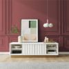 Picture of Rene 59" Scalloped TV Stand, White and Bronze *D