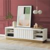 Picture of Rene 59" Scalloped TV Stand, White and Bronze *D