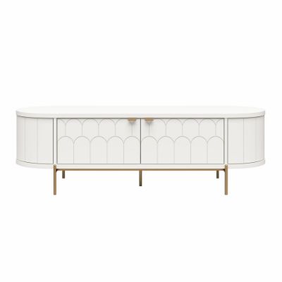 Picture of Anastasia 59" Oval TV Stand, White and Brass *D