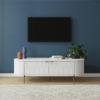Picture of Anastasia 59" Oval TV Stand, White and Brass *D