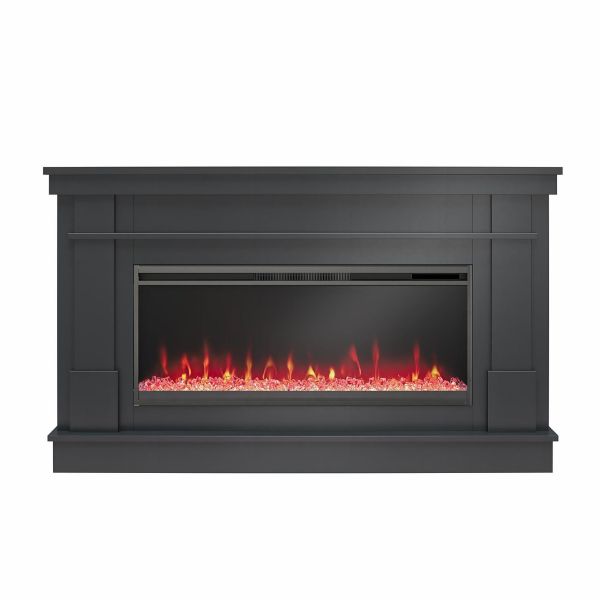 Picture of Waverly 64" Wide Mantel with Fireplace, Black *D