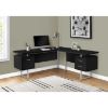 Picture of 70" Black and Silver 3-drawer L-shape Computer Des