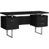 Picture of 60" Black and Silver 3-drawer Reversible Computer