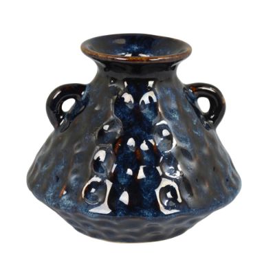 Picture of Blue Brown Metal Pot Vase Short