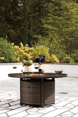 Picture of Paradise Round Fire Pit Table, Light Brown