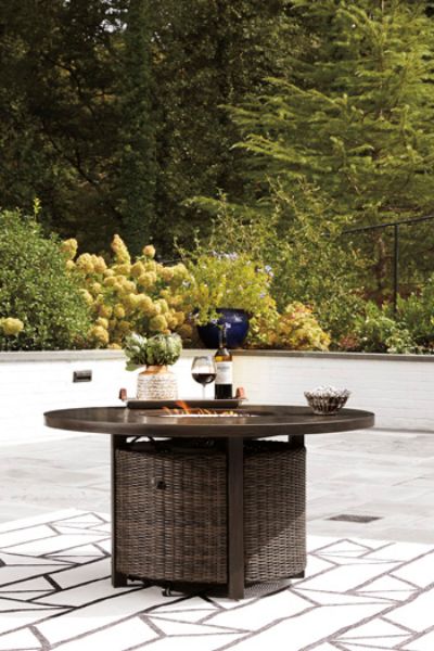Picture of Paradise Round Fire Pit Table, Light Brown