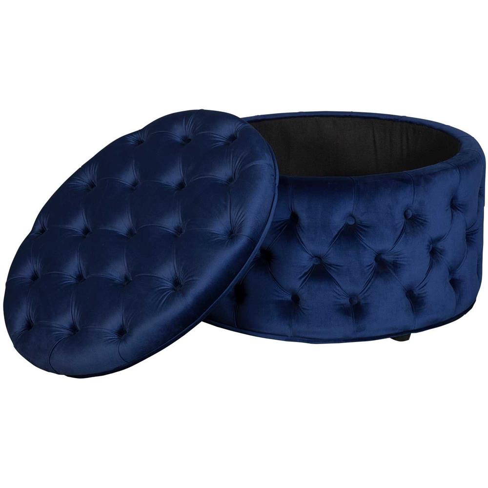 Button tufted cocktail storage ottoman